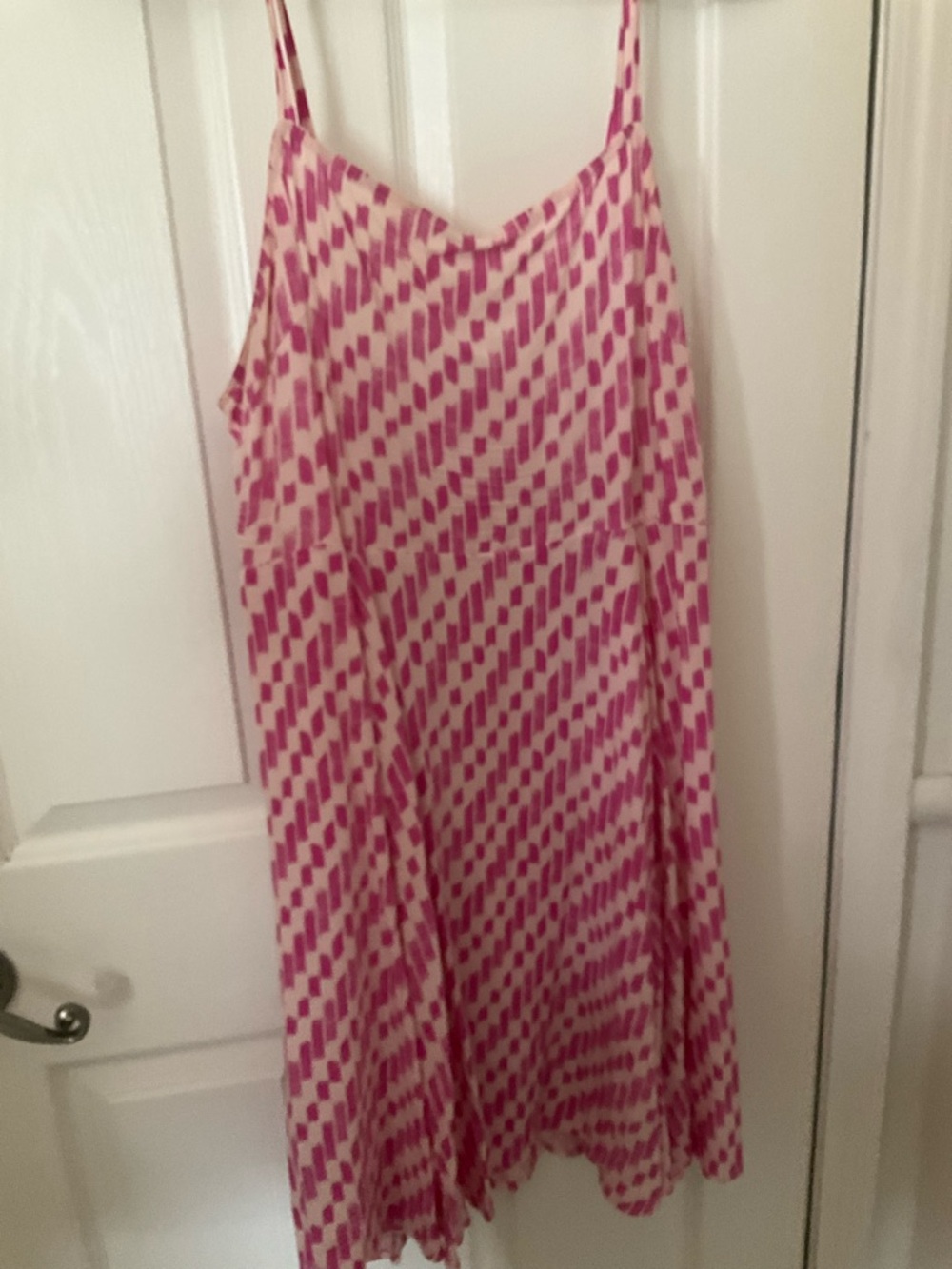 GAP Pink and Cream Geometric Spaghetti Strap Dress
